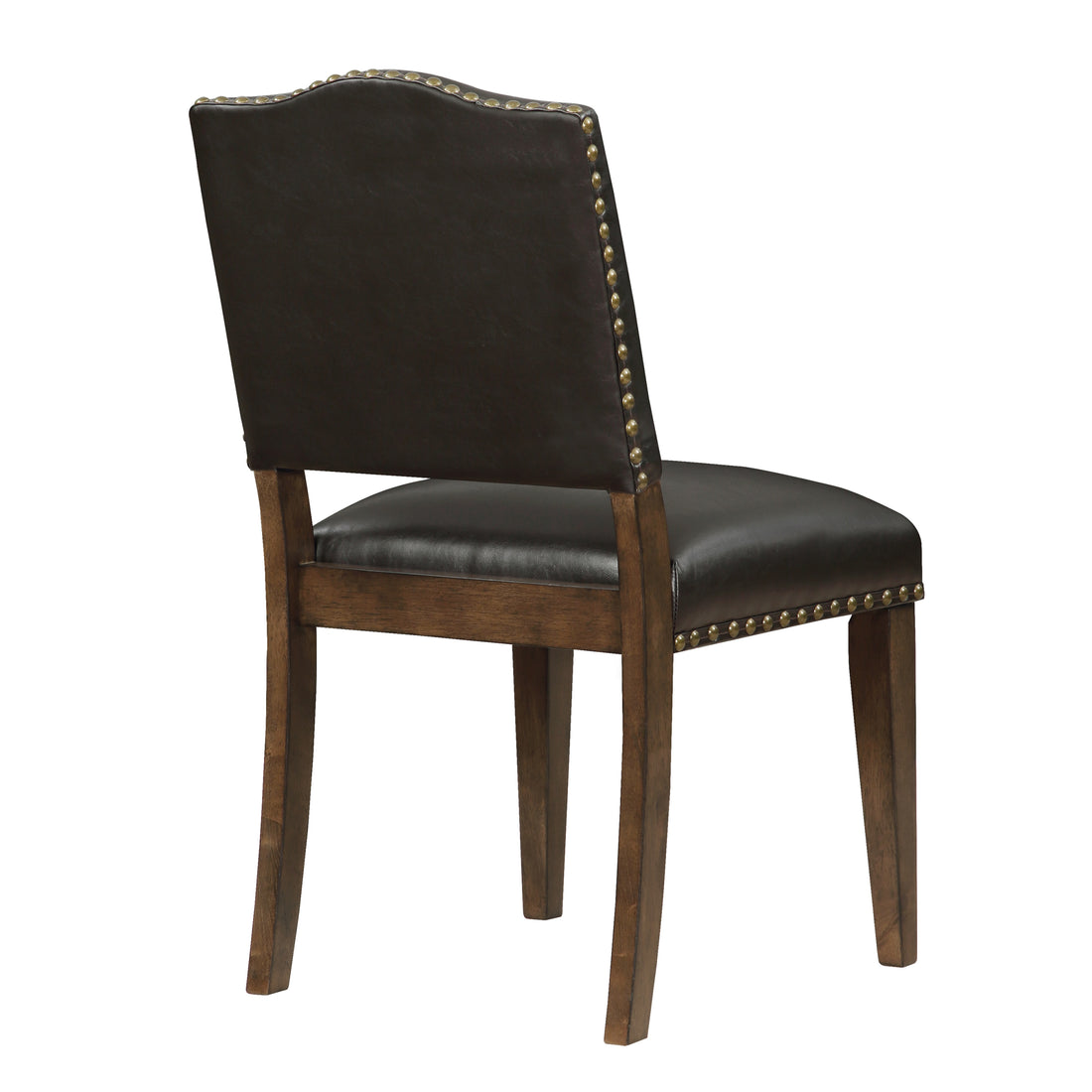 Dahlia Brown Faux Leather Dining Chair With Nail Heads Set Of 2 Brown Foam Solid Wood