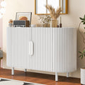 Curved Design Light Luxury Sideboard With Adjustable Shelves,Suitable For Living Room,Study And Entrance White Mdf