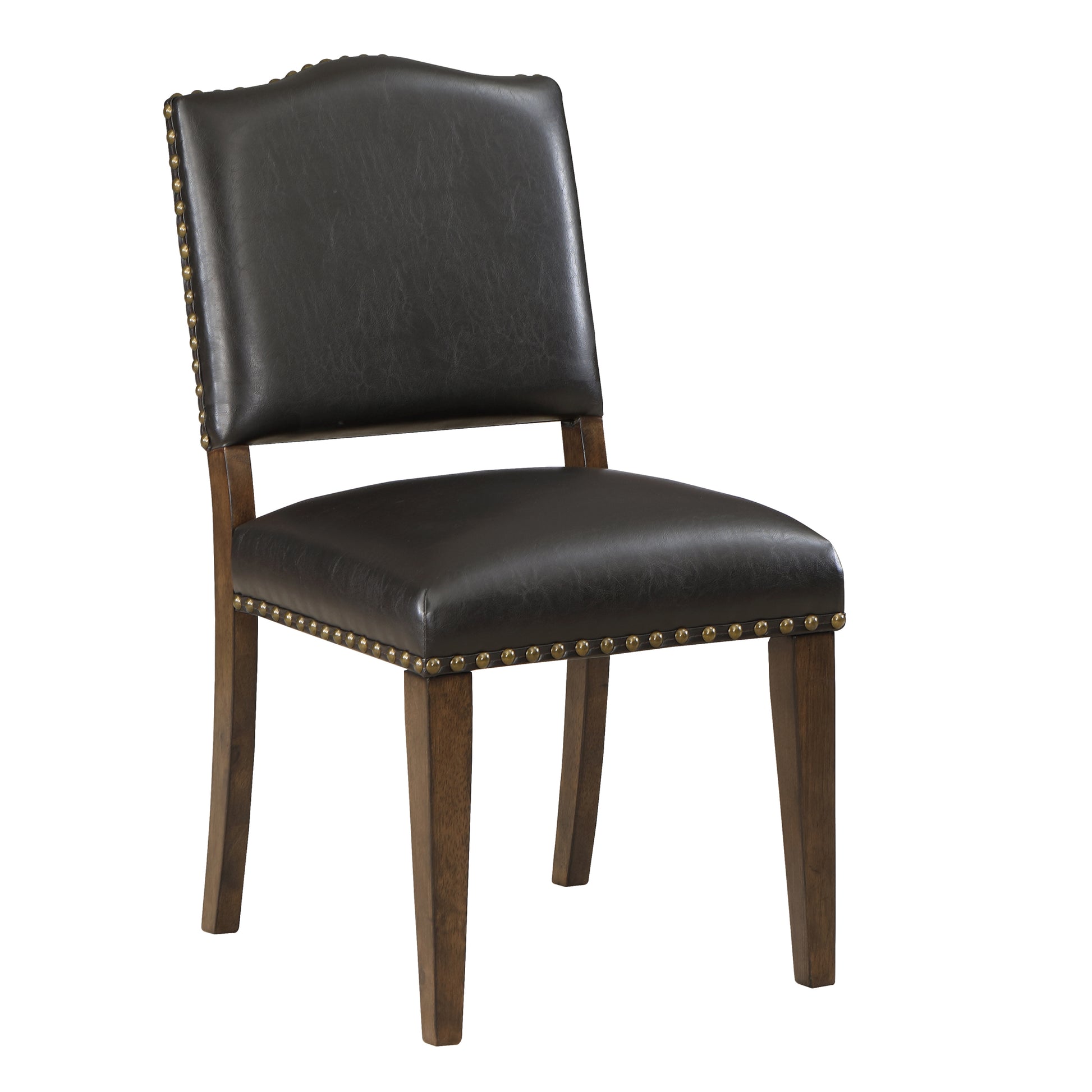 Dahlia Brown Faux Leather Dining Chair With Nail Heads Set Of 2 Brown Foam Solid Wood