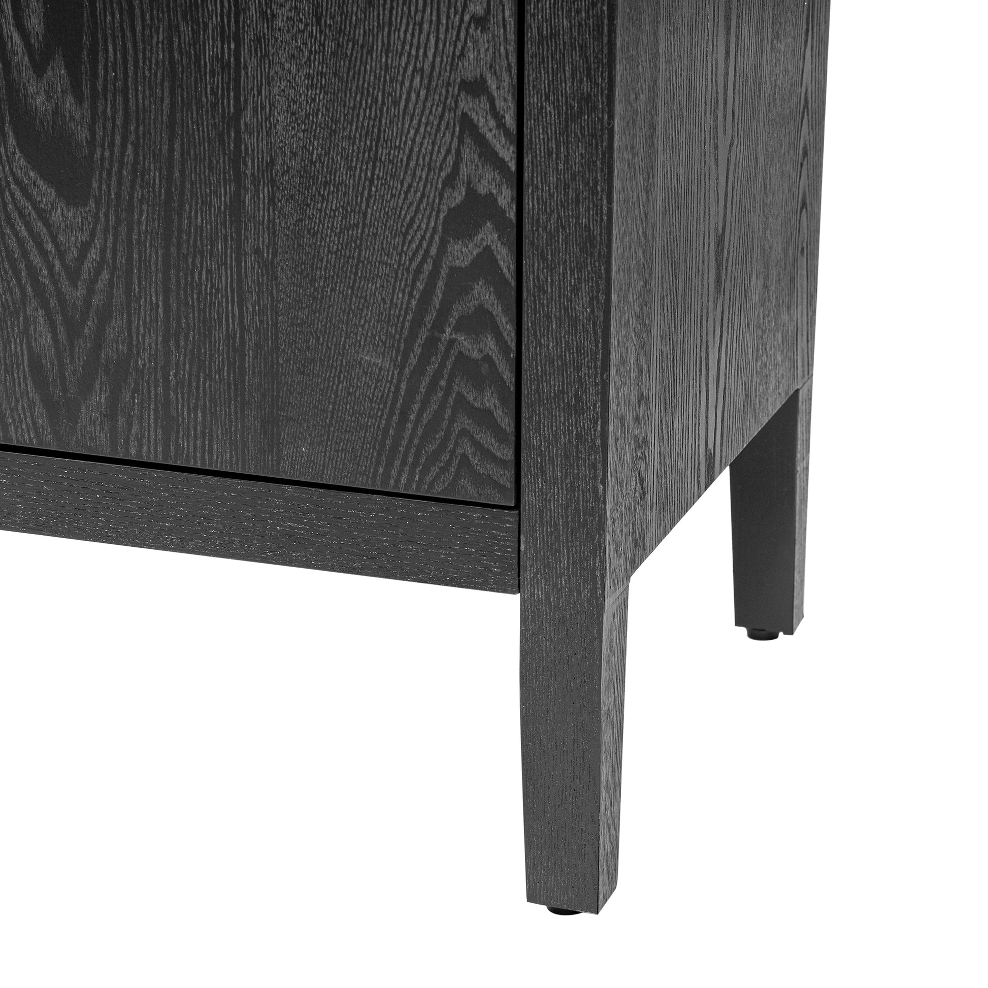 Storage Cabinet Sideboard Wooden Cabinet With 4 Metal Handles ,4 Shelves And 4 Doors For Hallway, Entryway, Living Room Black Mdf