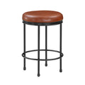 Michael Caramel Faux Leather And Metal Backless Counter Height Stool Caramel Foam Solid Wood