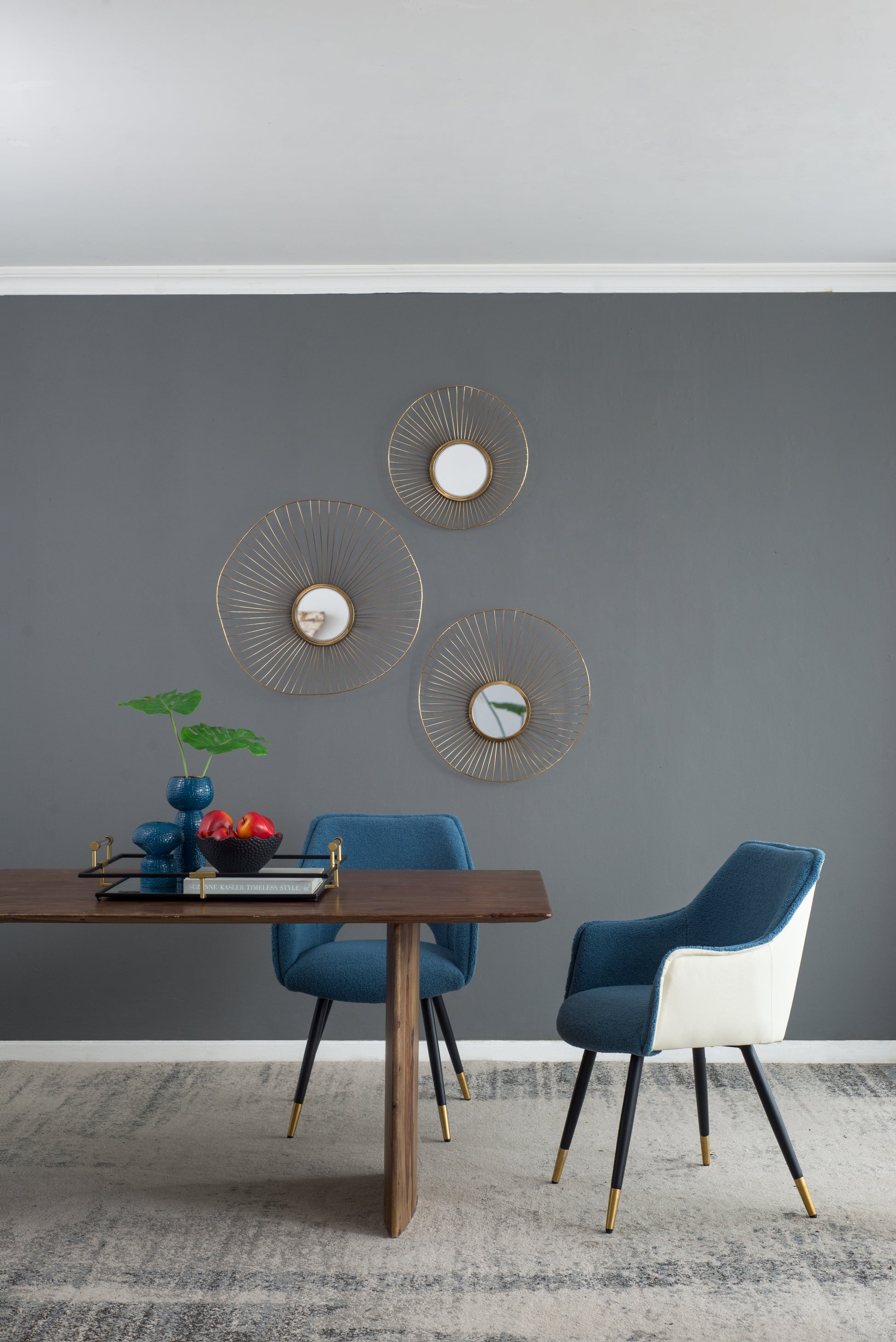 Set Of 2 Blue Fabric Side Chair, Living Room Bedroom Kitchen Vanity Accent Chair, 23" X 23" X 34" Blue Iron