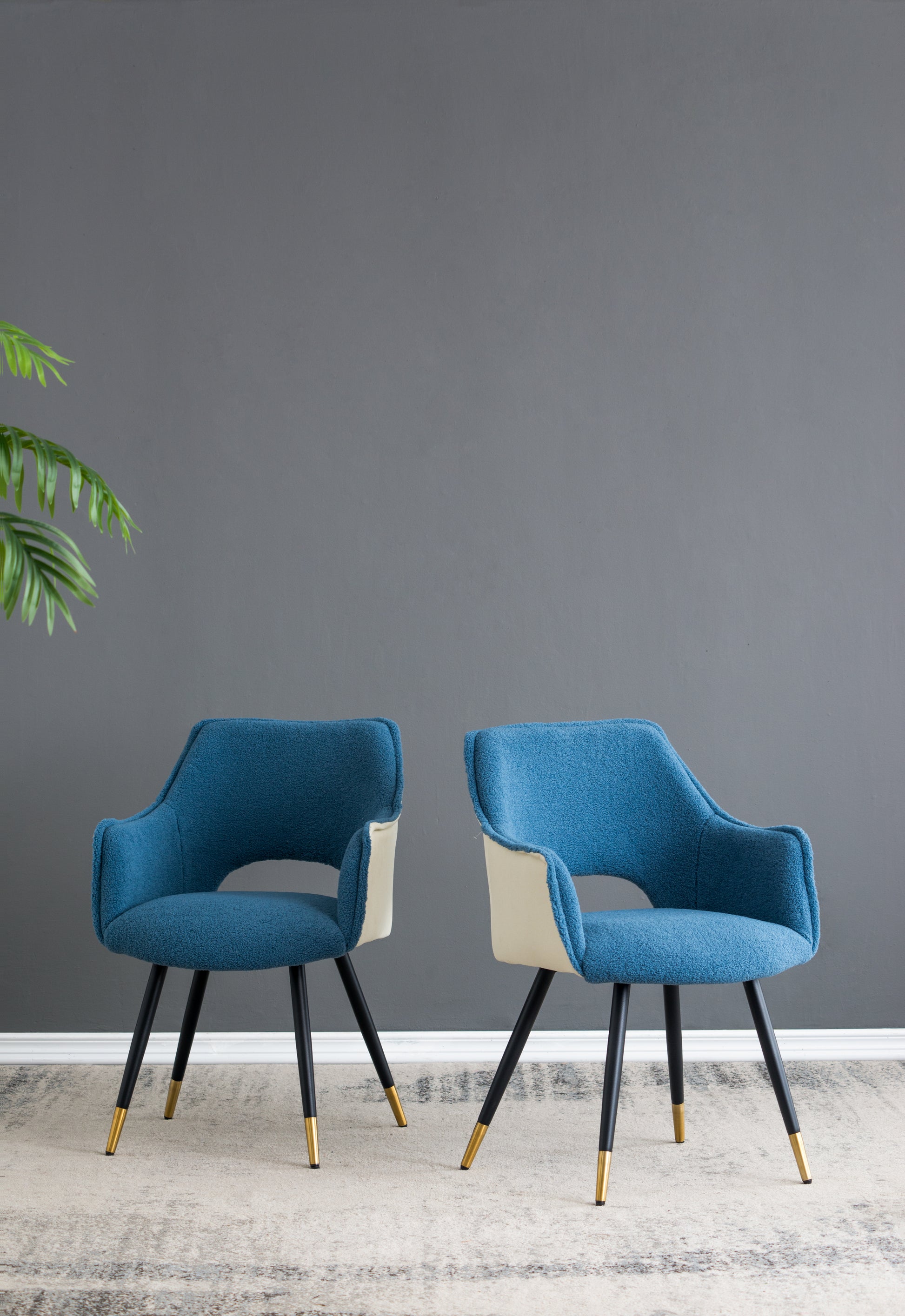 Set Of 2 Blue Fabric Side Chair, Living Room Bedroom Kitchen Vanity Accent Chair, 23" X 23" X 34" Blue Iron