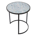 Set Of 2 Round End Table, Stacking Side Tables With Sturdy Metal Frame For Small Space,Living Room, Office Black Iron