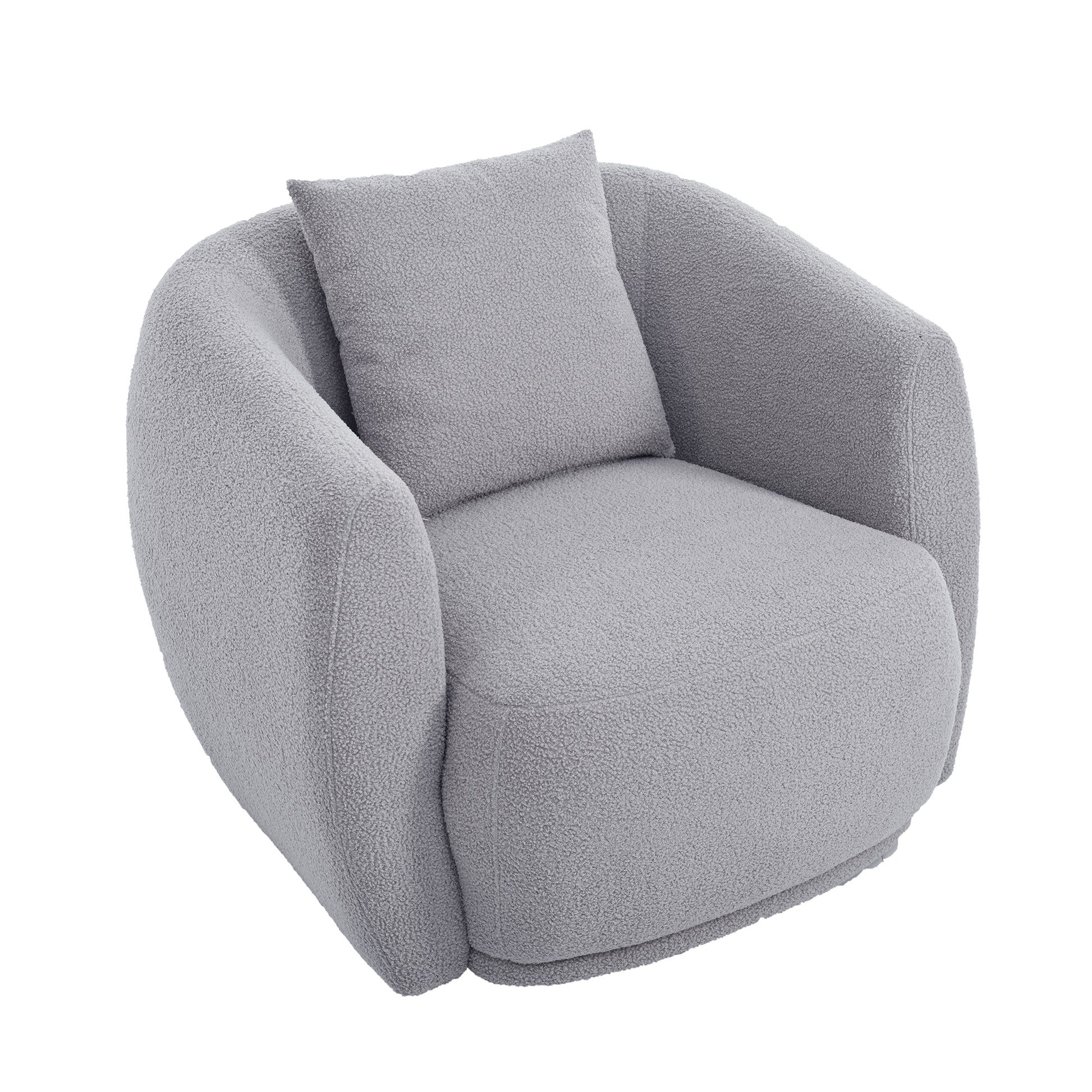 Upholstered Chair,Modern Arm Chair For Living Room And Bedroom,With 1 Pillow Grey Polyester