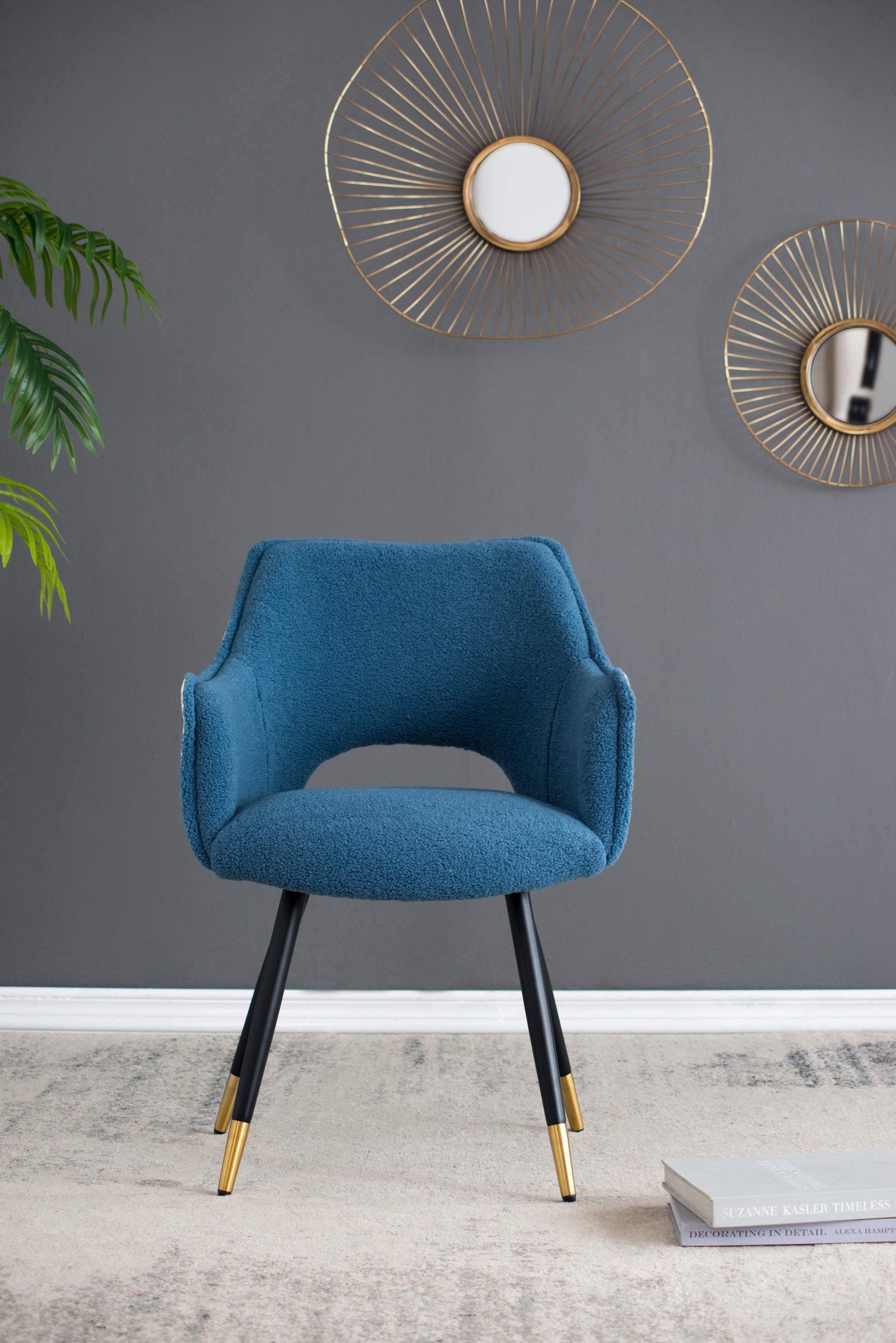 Set Of 2 Blue Fabric Side Chair, Living Room Bedroom Kitchen Vanity Accent Chair, 23" X 23" X 34" Blue Iron