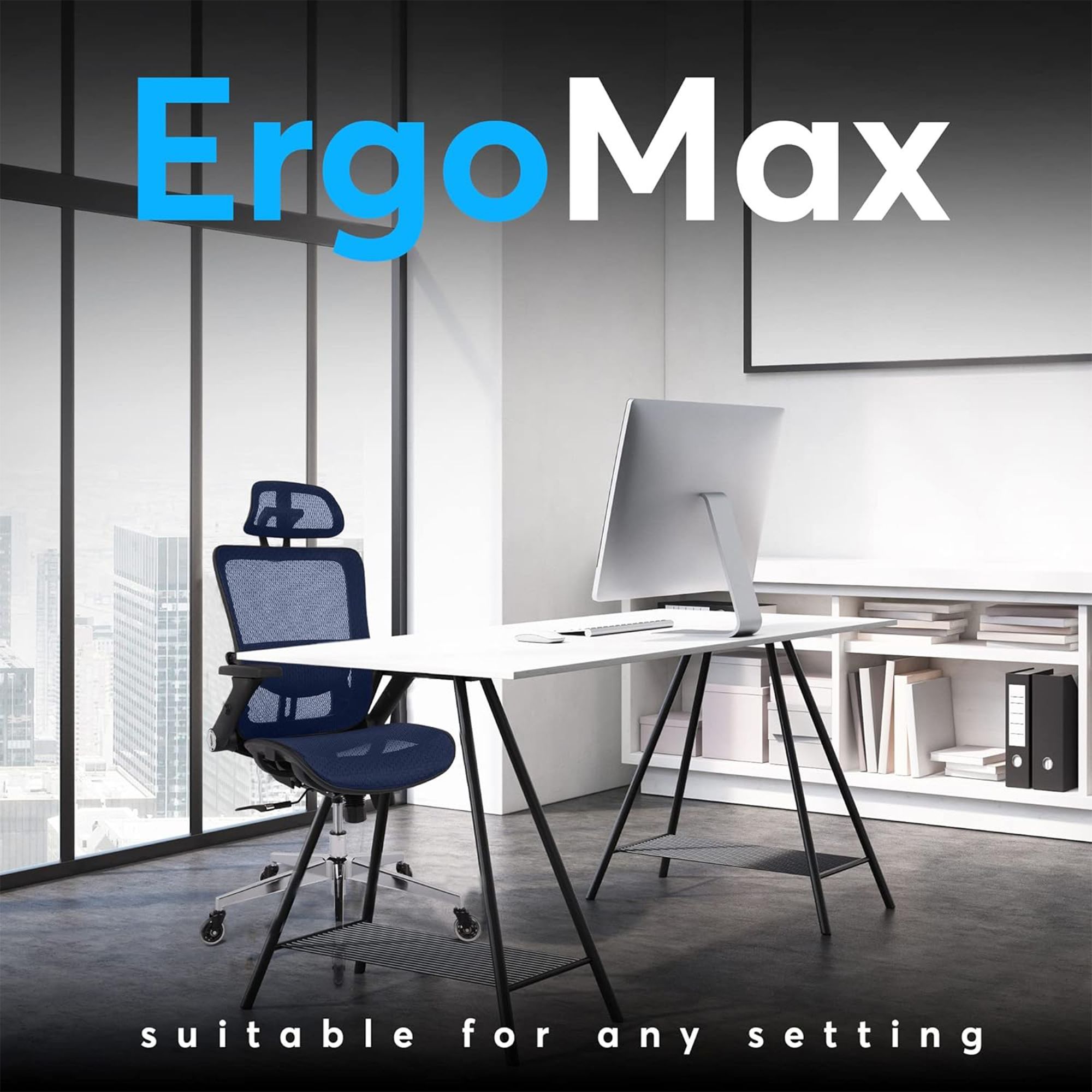 BLUE Ergonomic Mesh Office Chair, High Back Adjustable blue-office-american design-office