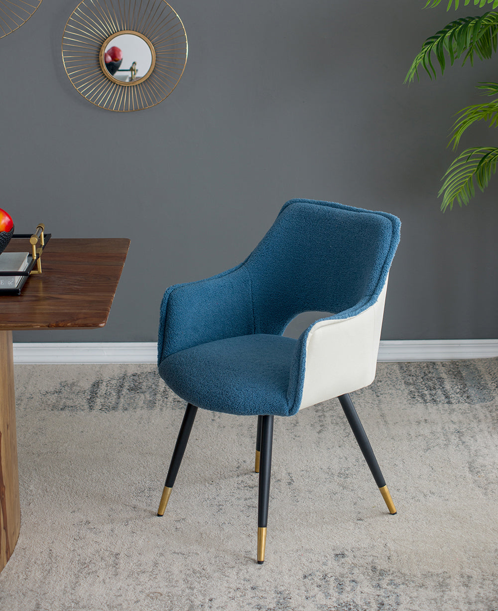 Set Of 2 Blue Fabric Side Chair, Living Room Bedroom Kitchen Vanity Accent Chair, 23" X 23" X 34" Blue Iron