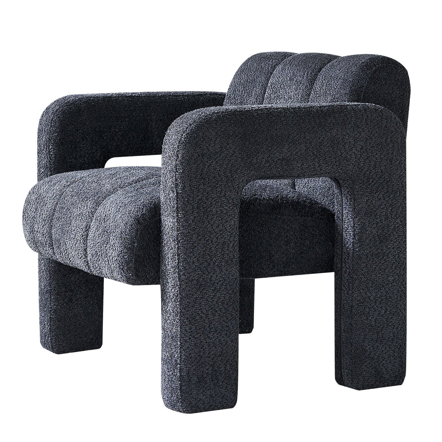 31.10" Wide Boucle Upholstered Accent Chair Dark Grey Primary Living Space Modern Fiber Foam And Polyester Fiber Pad Boucle