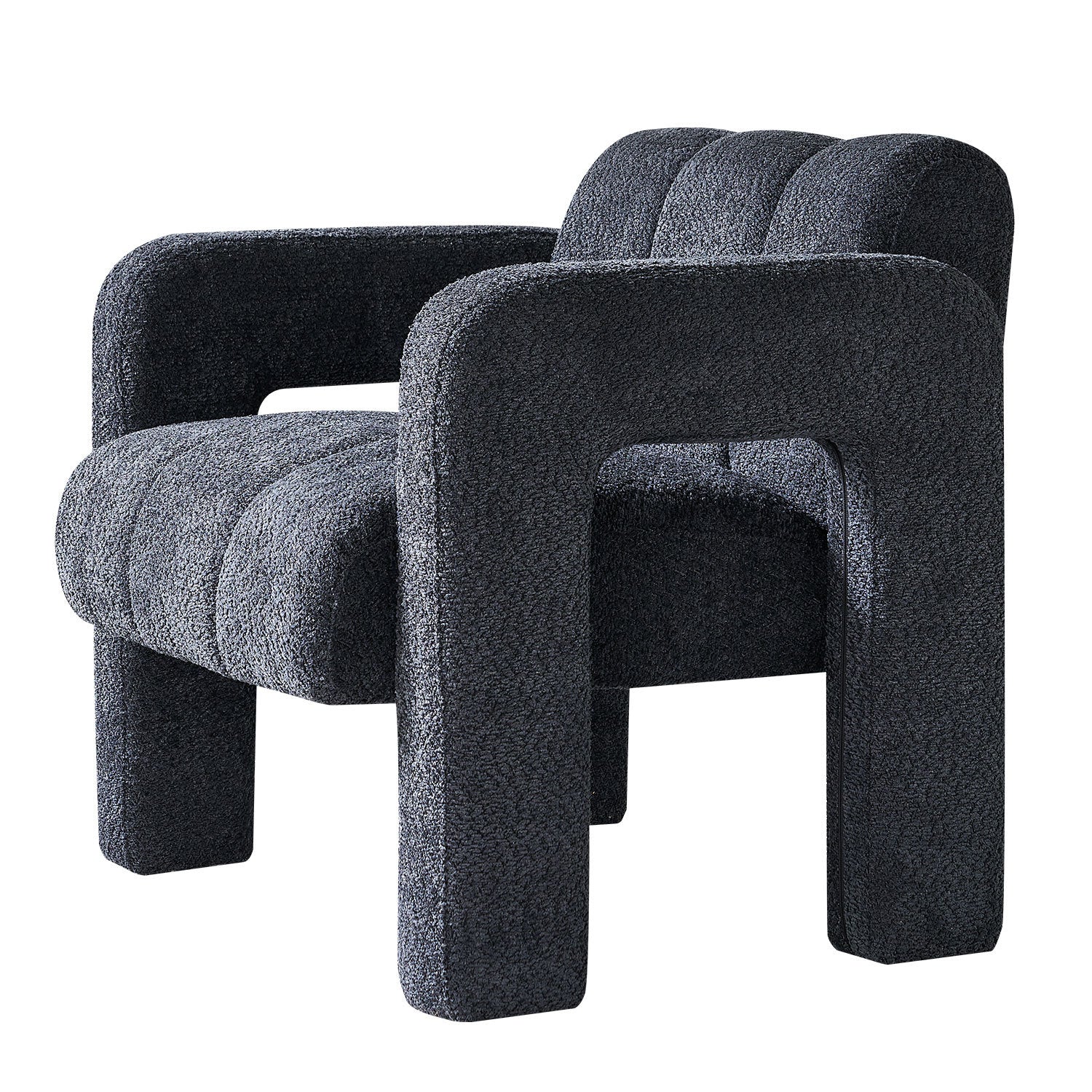 31.10" Wide Boucle Upholstered Accent Chair dark grey-primary living space-modern-fiber foam