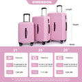 3 Piece Luggage Sets Pc Abs Lightweight Suitcase With Two Hooks, 360 Double Spinner Wheels, Tsa Lock, 21 25 29 Pink Pink Abs Pc