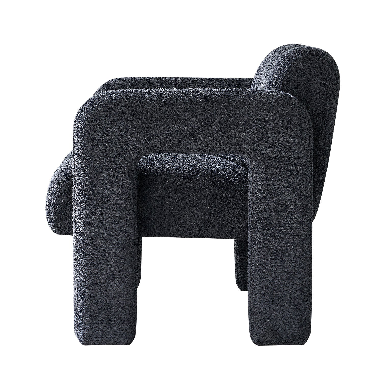31.10" Wide Boucle Upholstered Accent Chair Dark Grey Primary Living Space Modern Fiber Foam And Polyester Fiber Pad Boucle