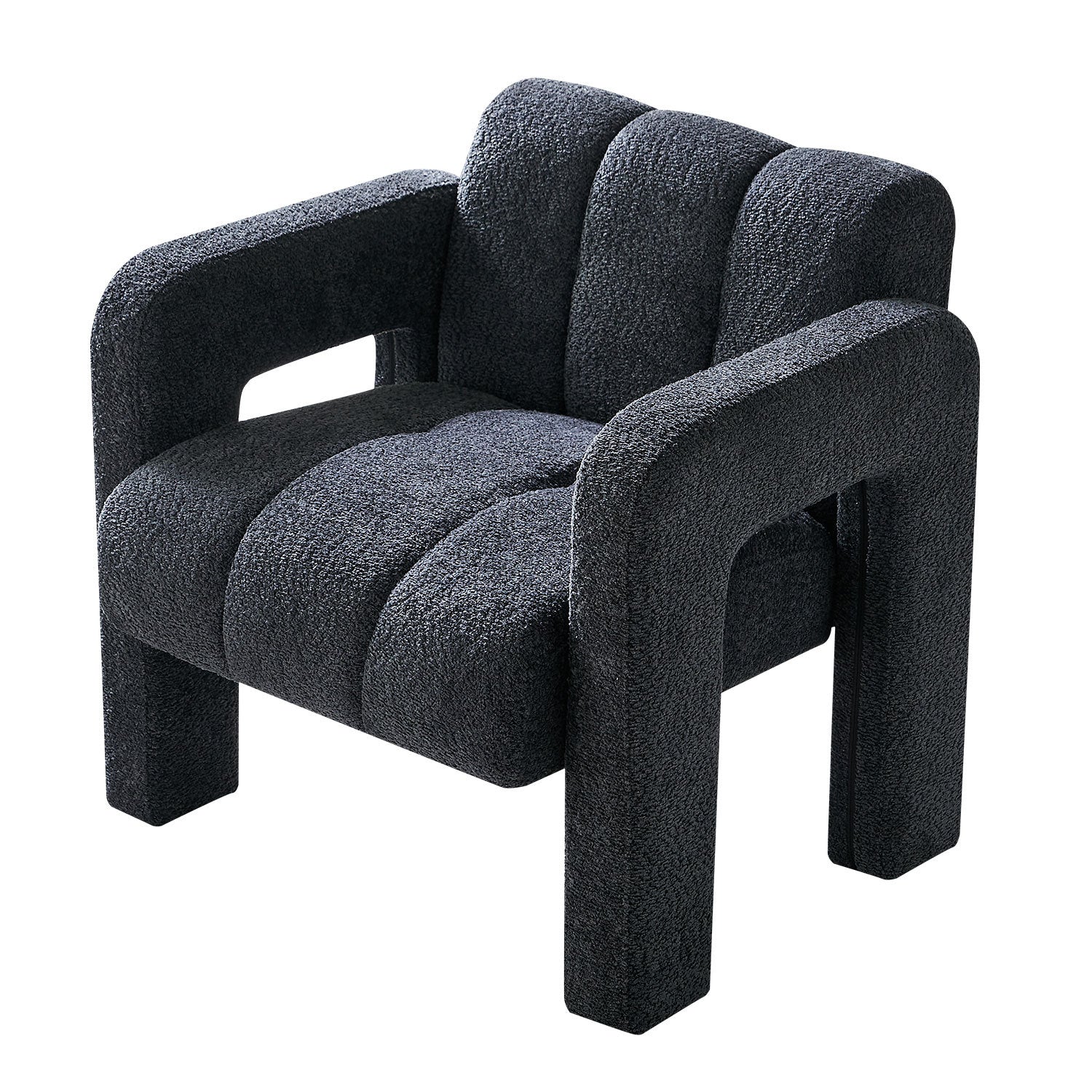 31.10" Wide Boucle Upholstered Accent Chair Dark Grey Primary Living Space Modern Fiber Foam And Polyester Fiber Pad Boucle