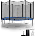 Simple Deluxe Recreational Trampoline With Enclosure Net,Wind Stakes, 12Ft Outdoor Trampoline For Kids And Adults Family Happy Time, Astm Approved 12Ft Blue Black Polypropylene