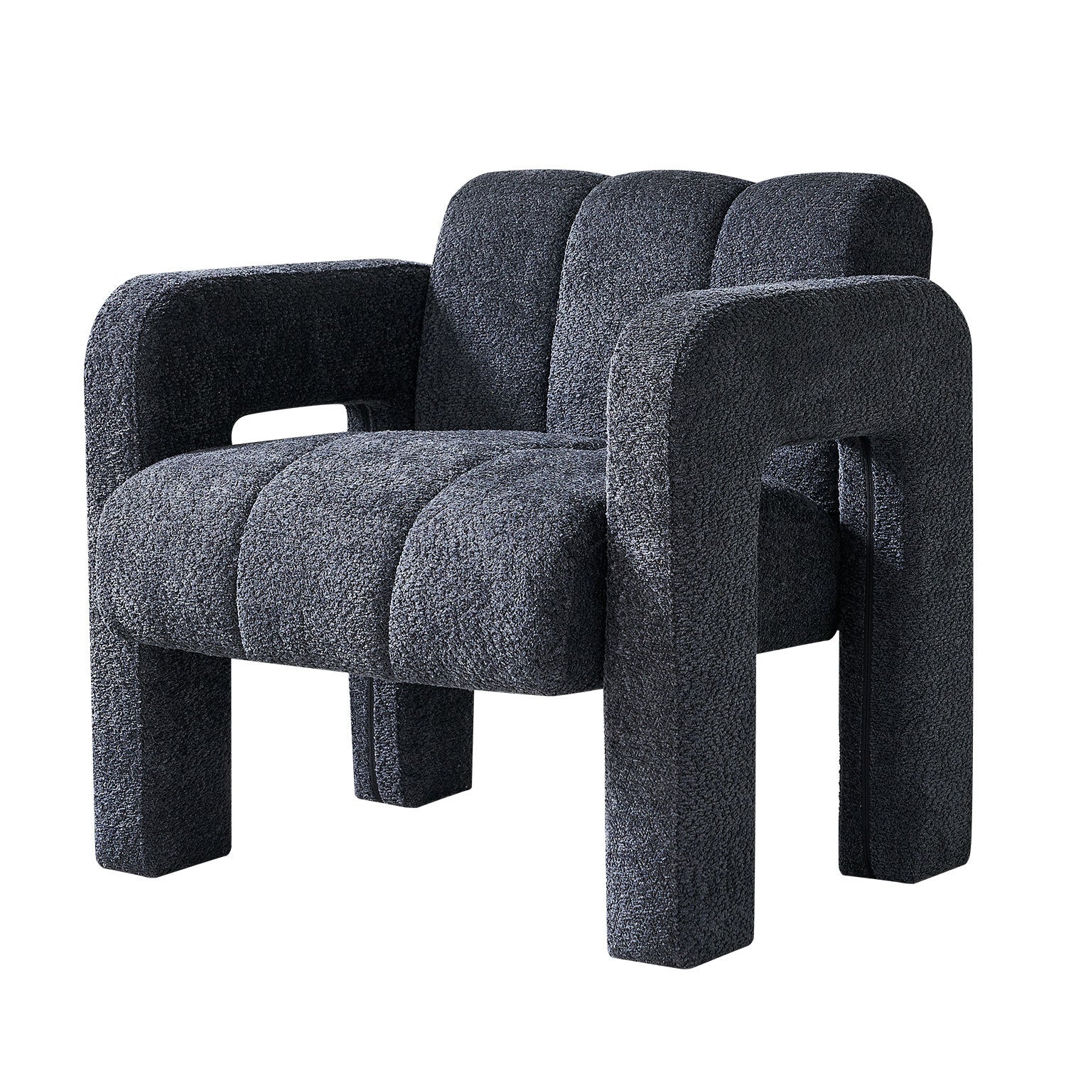 31.10" Wide Boucle Upholstered Accent Chair Dark Grey Primary Living Space Modern Fiber Foam And Polyester Fiber Pad Boucle