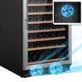 24 Inch Dual Zone Wine Cooler Refrigerator, 152 Bottle Large Capacity Fast Cooling Low Noise, Frost Free Wine Fridge With Digital Temperature Control, Freestanding Or Built In Black Stainless Steel