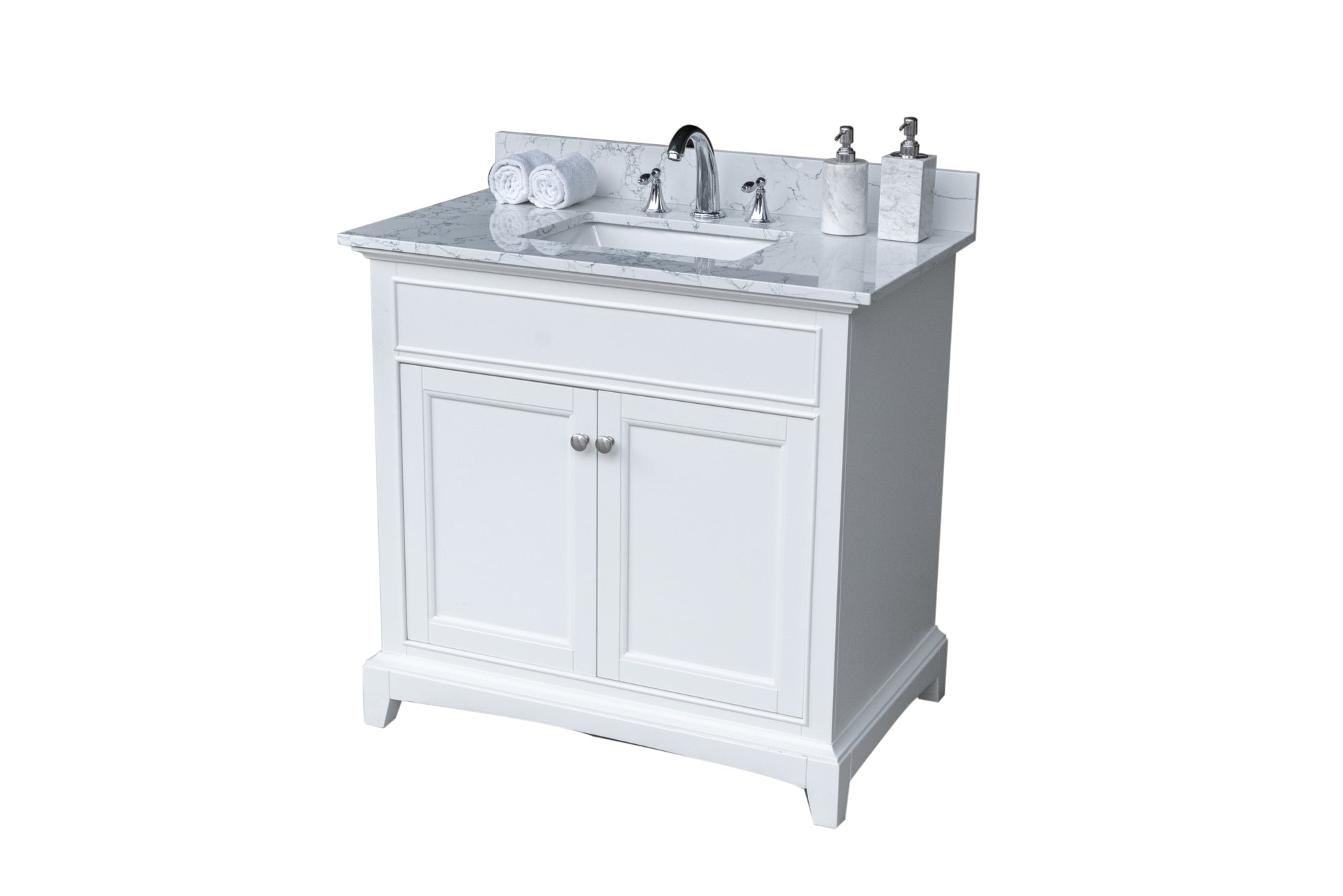 37"X 22" Bathroom Stone Vanity Top Carrara Jade Engineered Marble Color With Undermount Ceramic Sink And 3 Faucet Hole With Backsplash White Stone