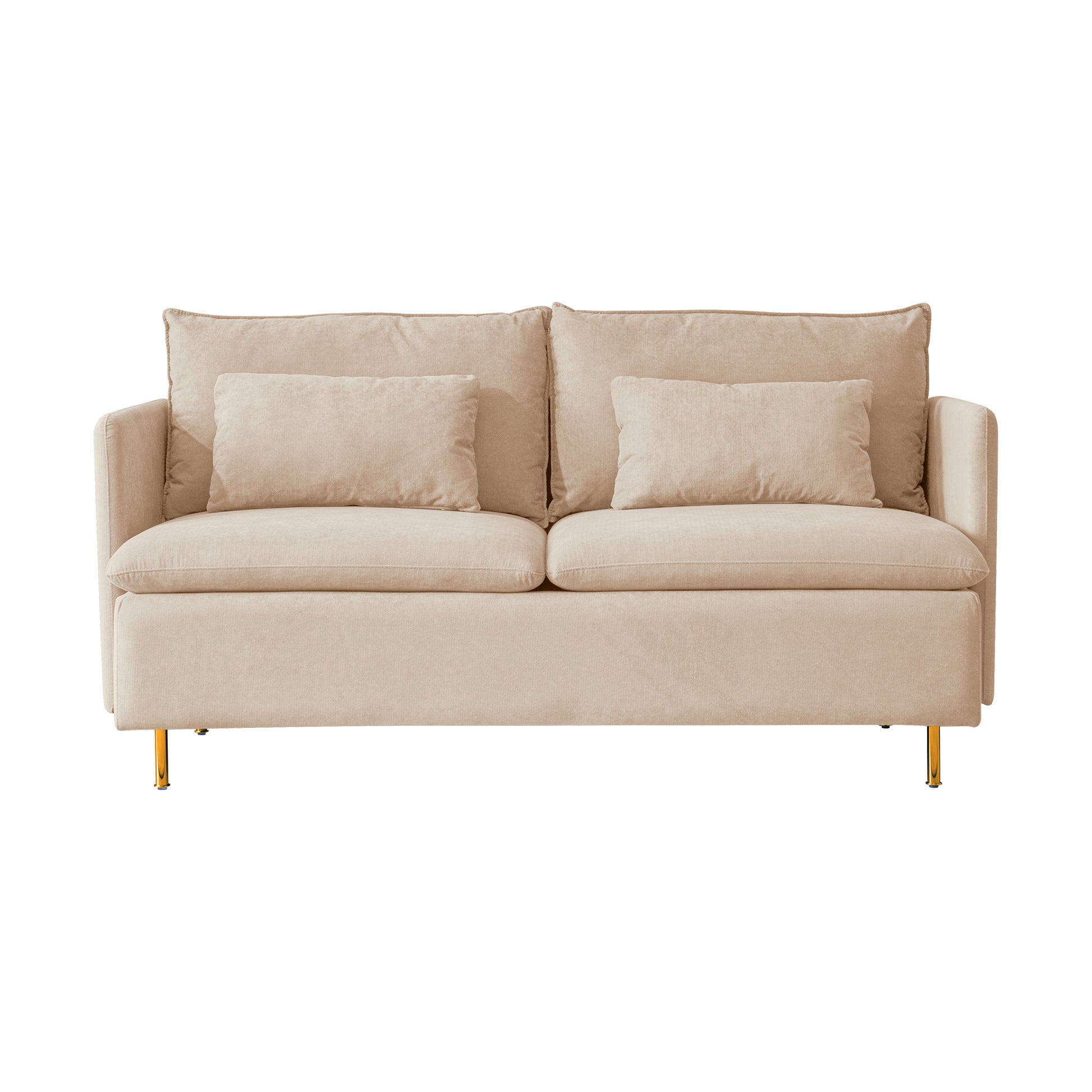 Modern Upholstered Loveseat Sofa,Beige Cotton Linen 63.8'' Beige Foam Cotton Linen 2 Seat