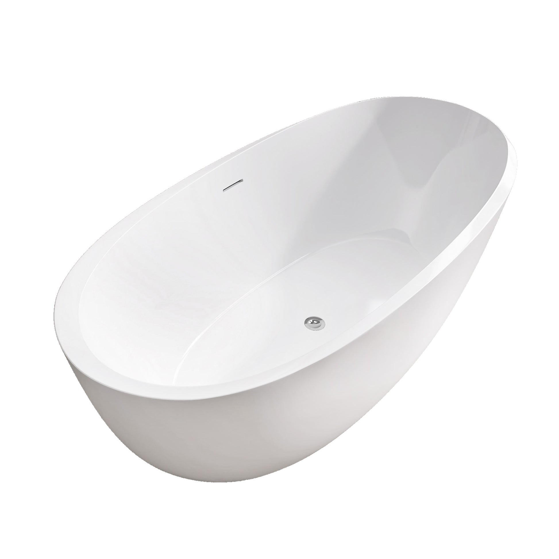 59" Acrylic Freestanding Bathtub Gloss White Modern Stand Alone Soaking Tub Adjustable With Integrated Slotted Overflow And Chrome Pop Up Drain Anti Clogging Easy To Install Gloss White Oval Bathroom Freestanding Tubs Polished 59 61 In Modern Soaking