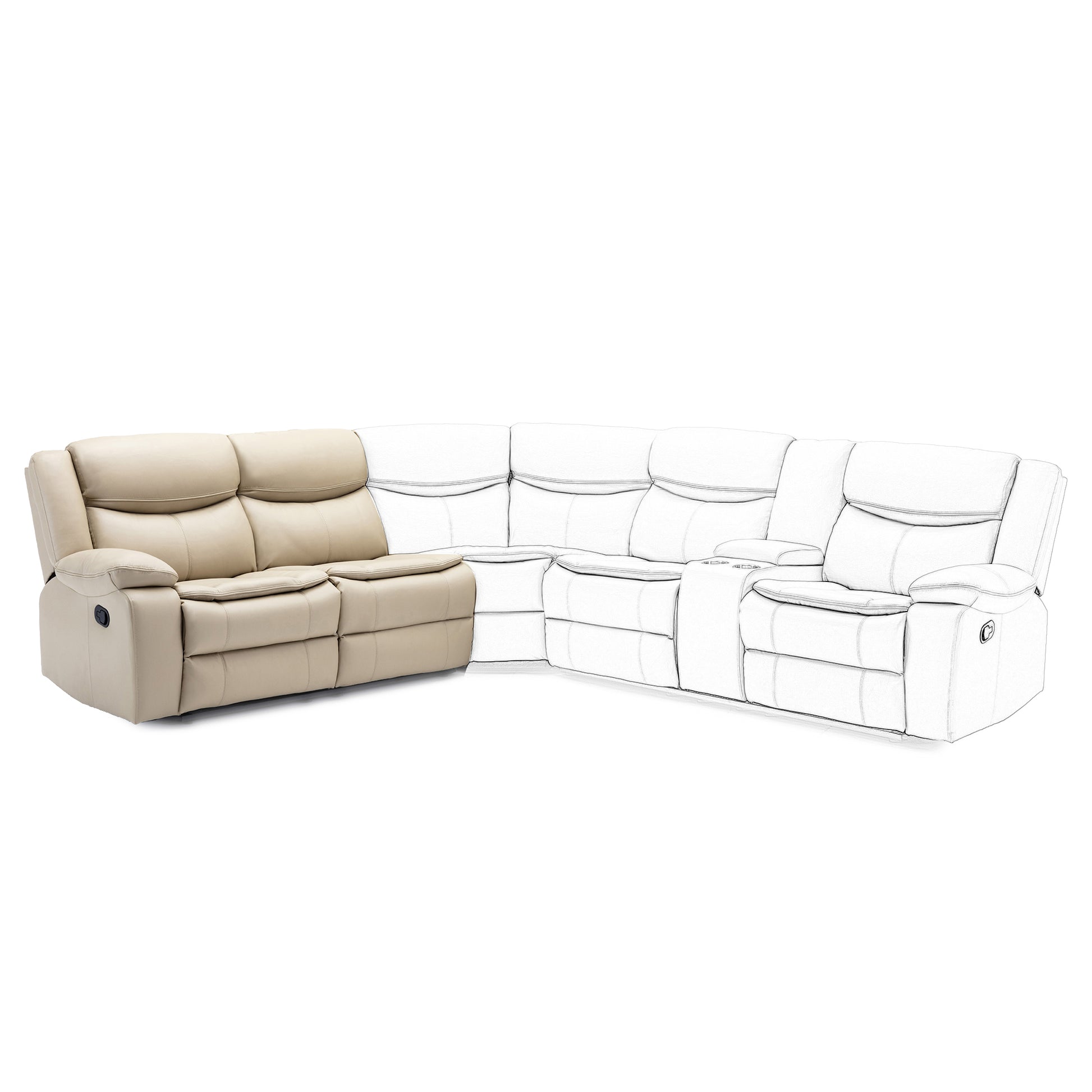 L Shapeleather Power Reclining Sectional Sofa Set With Usb Port, Left Pieces, Cream Cream Faux Leather