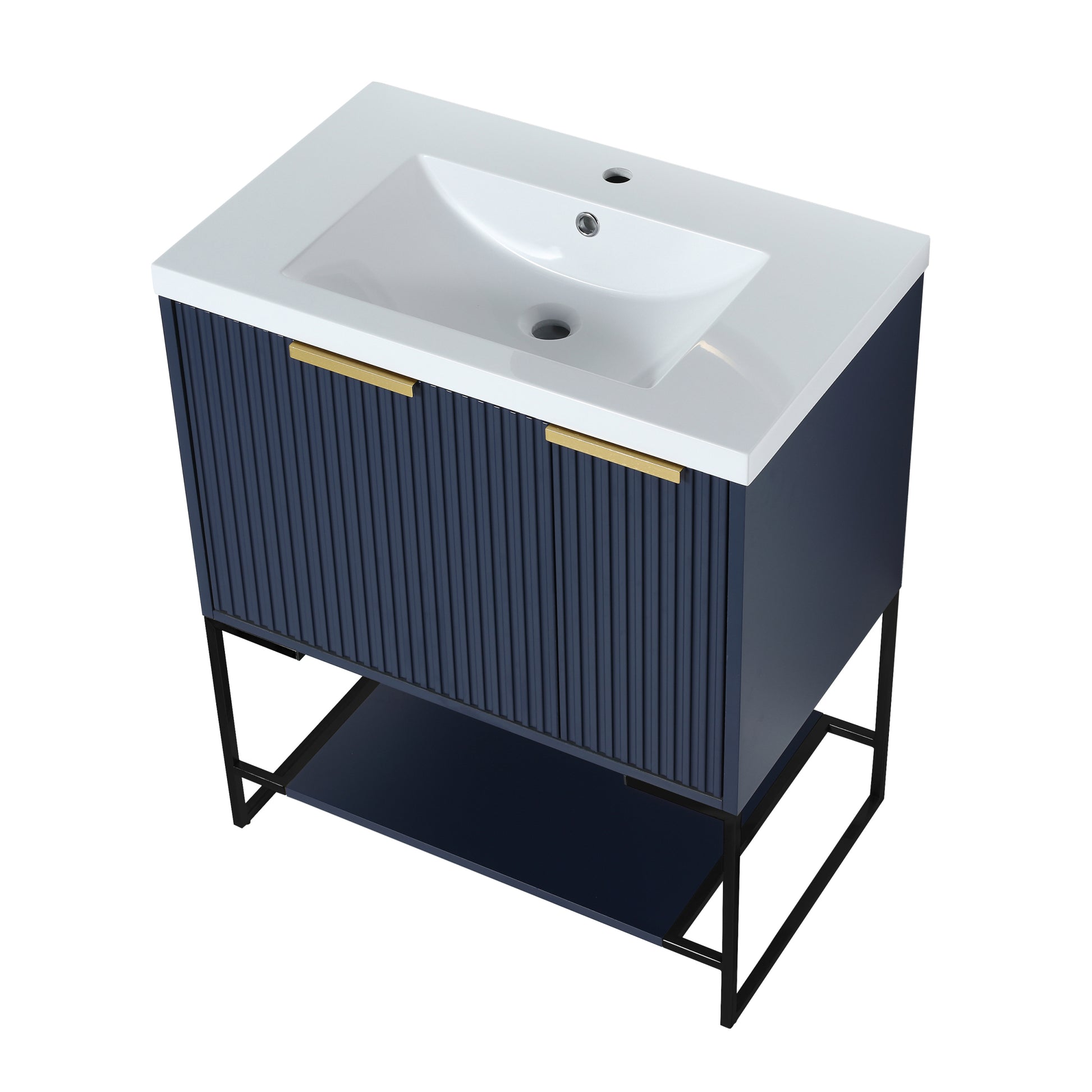 30 Inch Freestanding Bathroom Vanity With Resin 1-navy blue-1-1-soft close