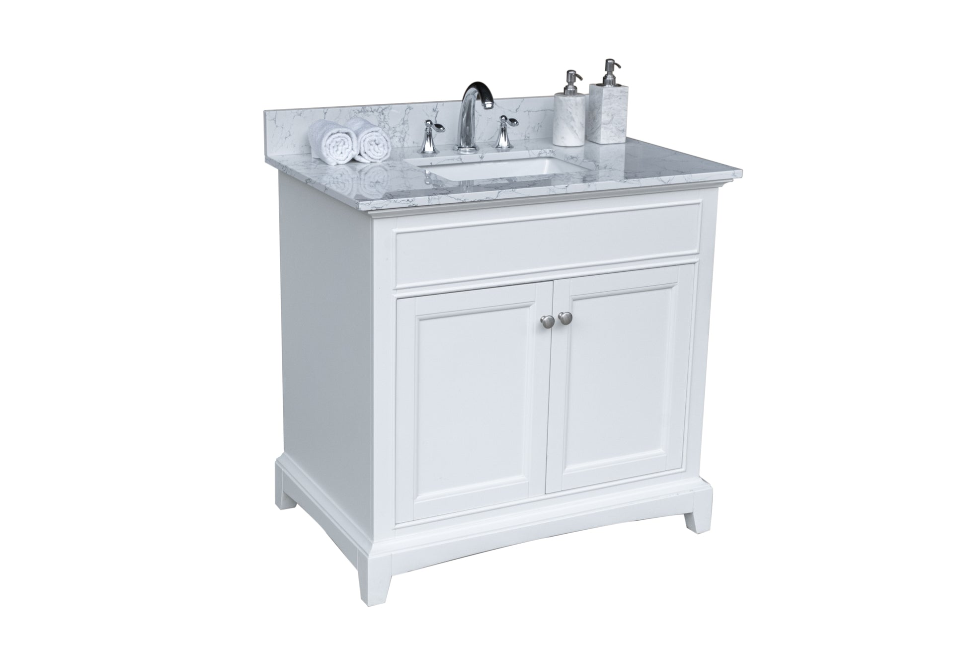 37"X 22" Bathroom Stone Vanity Top Carrara Jade Engineered Marble Color With Undermount Ceramic Sink And 3 Faucet Hole With Backsplash White Stone