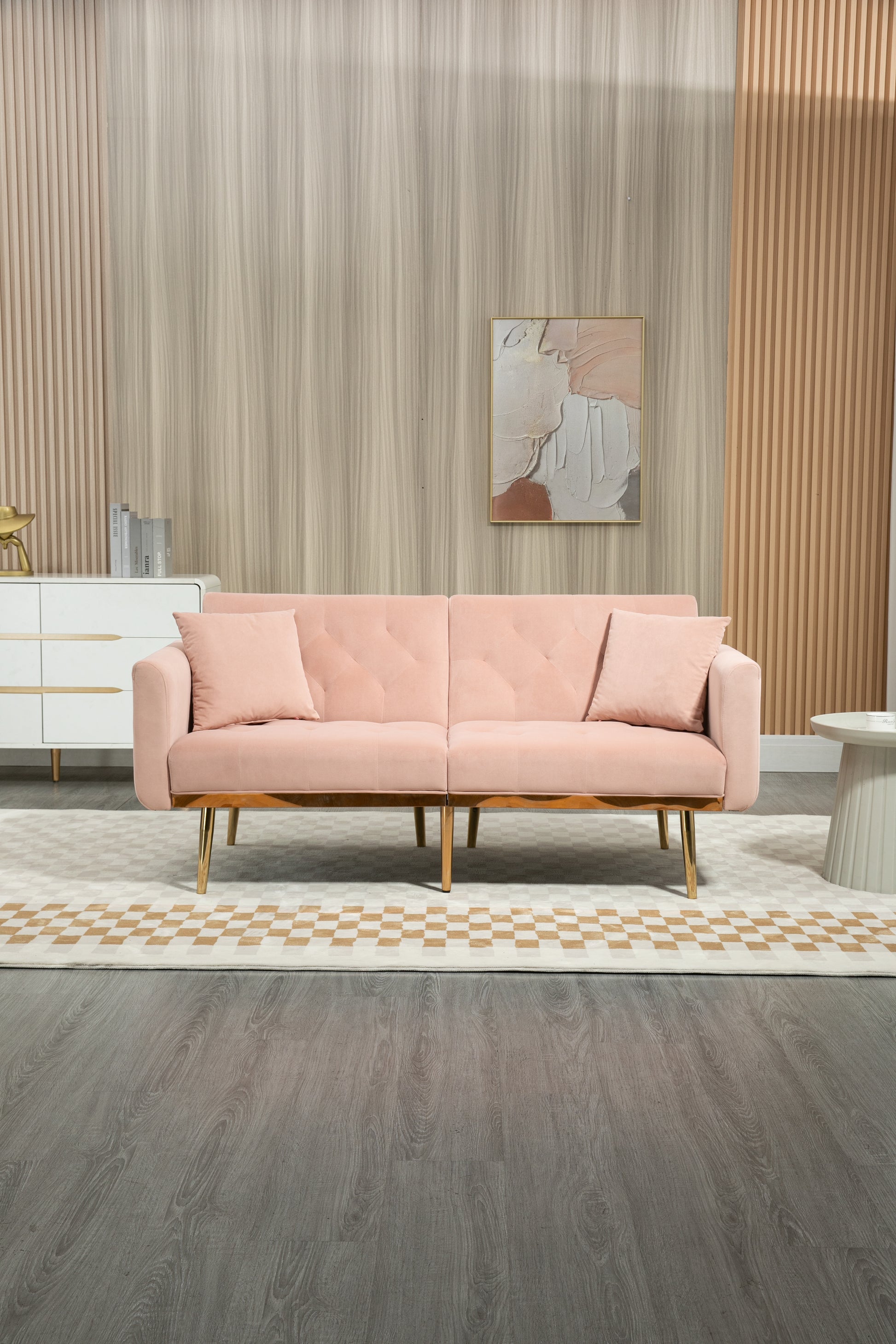 Coolmore Velvet Sofaaccent Sofa .Seat Sofa With Metal Feet Pink Polyester