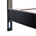 3 Pieces Bedroom Sets,Queen Size Upholstered Bed With Led Lights And Two Motion Activated Night Lights,Pu Nightstand With 2 Drawers And Crystal Handle,Black Queen Black 3 Piece Set Wood