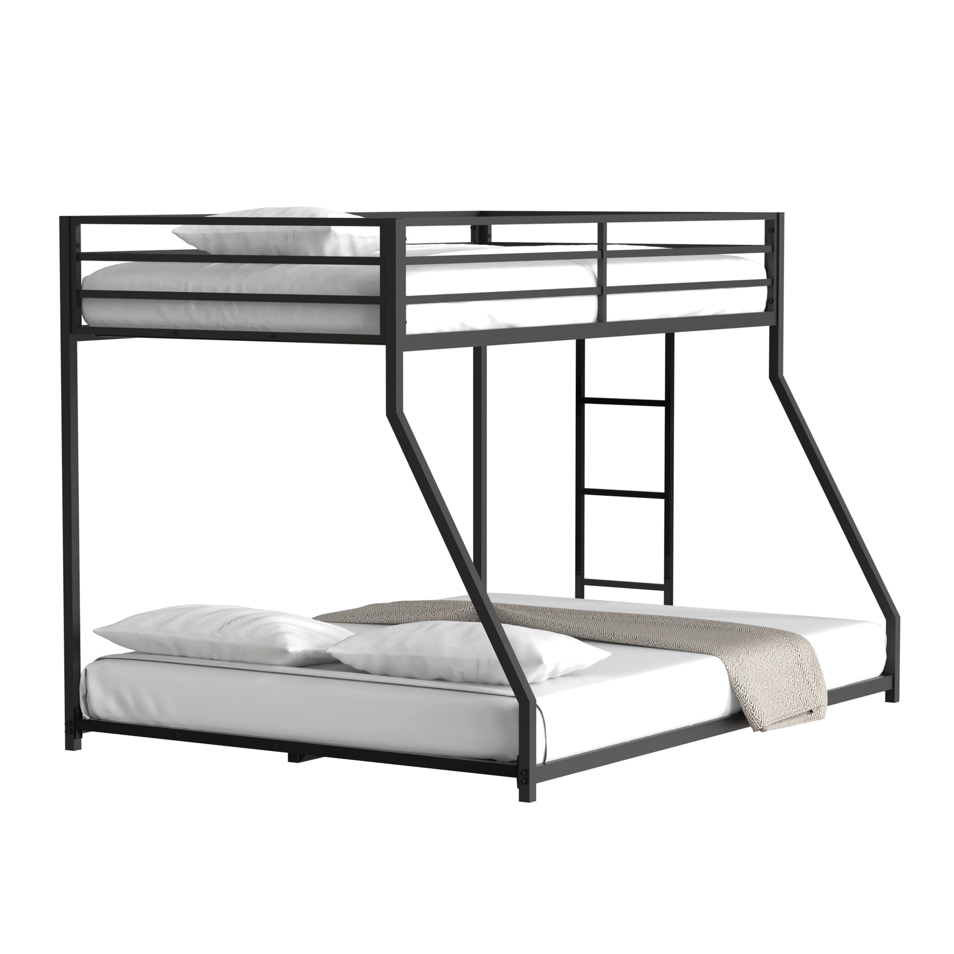 Adam Twin Over Full Metal Bunk, Black Full Box Spring Not Required Black Metal Bedroom Bunk Metal Metal