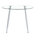 A Glass Tabletop With A Diameter Of 40 Inches And A Modern Minimalist Circular Dining Table With Electroplated Silver Metal Legs. Suitable For Restaurants, Living Rooms. W1151S00377 Dt 1164 Transparent Glass