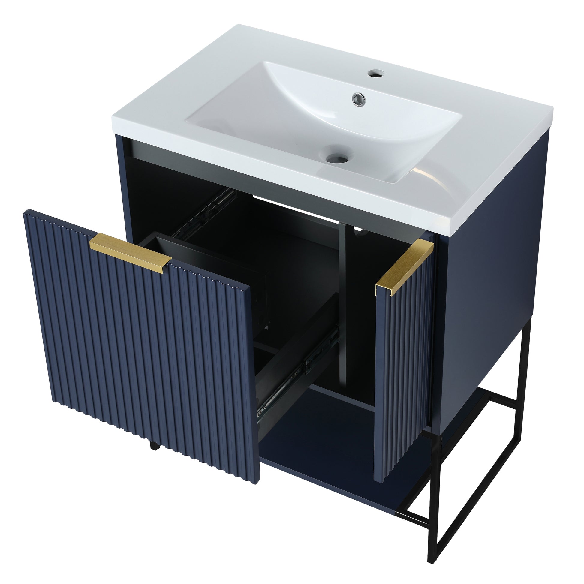 30 Inch Freestanding Bathroom Vanity With Resin 1-navy blue-1-1-soft close