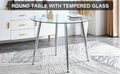 A Glass Tabletop With A Diameter Of 40 Inches And A Modern Minimalist Circular Dining Table With Electroplated Silver Metal Legs. Suitable For Restaurants, Living Rooms, And Conference Rooms.Dt 1164 Transparent Glass