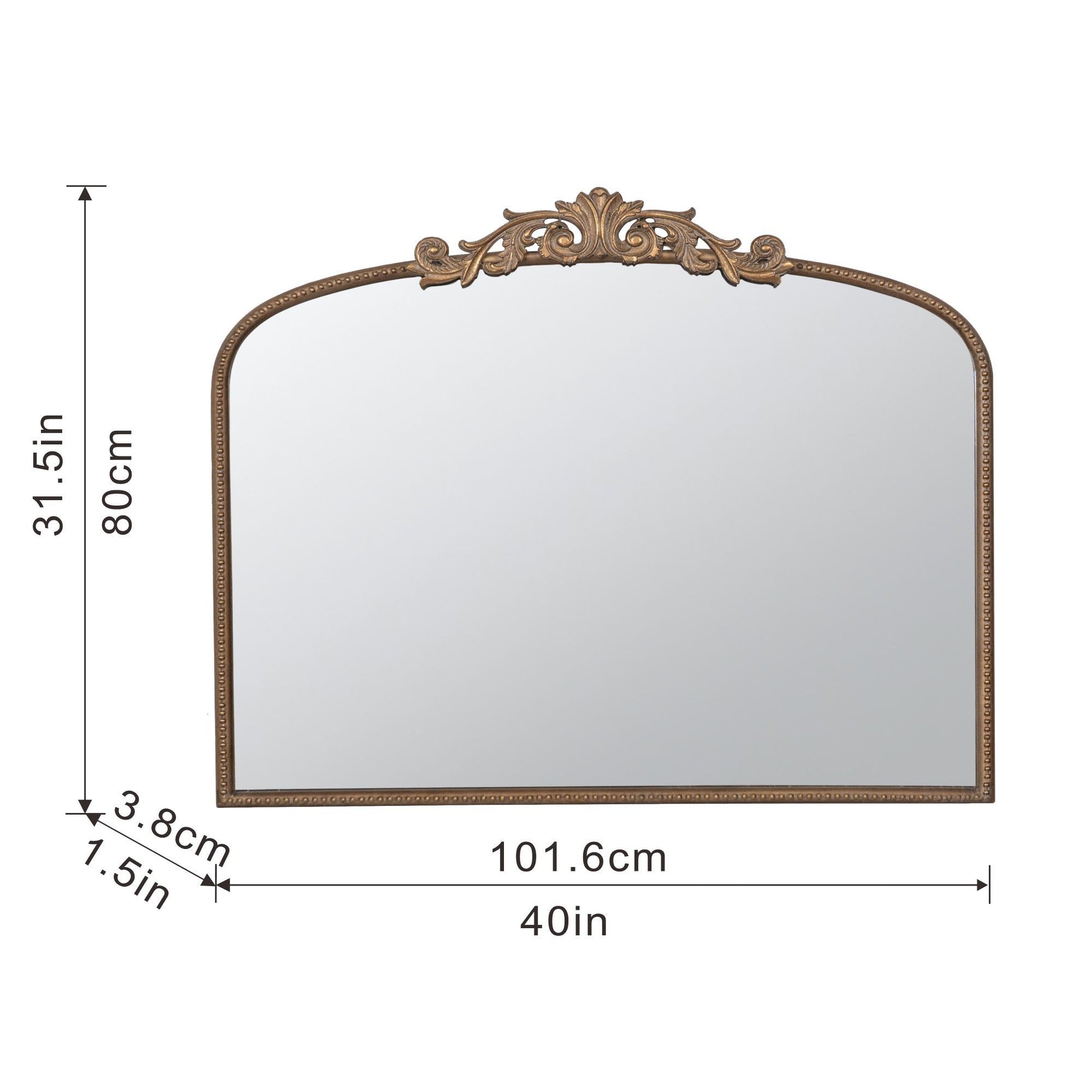 40" x 31" Classic Design Gold Arch Mirror and