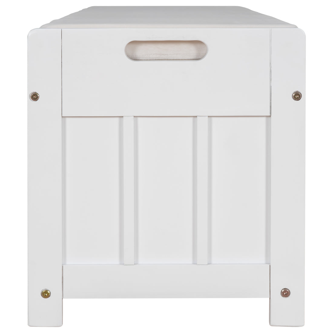 Storage Bench With 3 Shutter Shaped Doors, Shoe Bench With Removable Cushion And Hidden Storage Space White, Old Sku: Wf284226Aak White Mdf