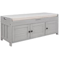 Storage Bench With 3 Shutter Shaped Doors, Shoe Bench With Removable Cushion And Hidden Storage Space Gray Wash, Old Sku: Wf284226Aae Gray Wash Mdf