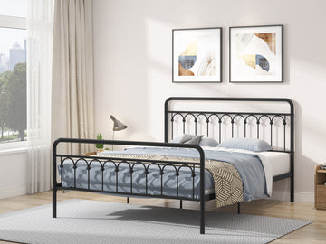 Tara Metal Bed Queen, Black Box Spring Not Required Queen Black Metal Bedroom Bed Frame Metal Metal