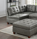 Living Room Furniture Antique Grey Modular Sectional 7Pc Set Tufted Couch 2X Corner Wedge 4X Armless Chairs And 1X Ottoman U Shaped Antique Gray Wood Primary Living Space Tufted Back Contemporary,Modern,Transitional Modular Faux Leather 7 Seat