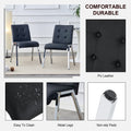 Grid Armless High Backrest Dining Chair, Electroplated Metal Legs, Black 2 Piece Set, Office Chair. Suitable For Restaurants, Living Rooms, Kitchens, And Offices. Xs 0809 Black Pu