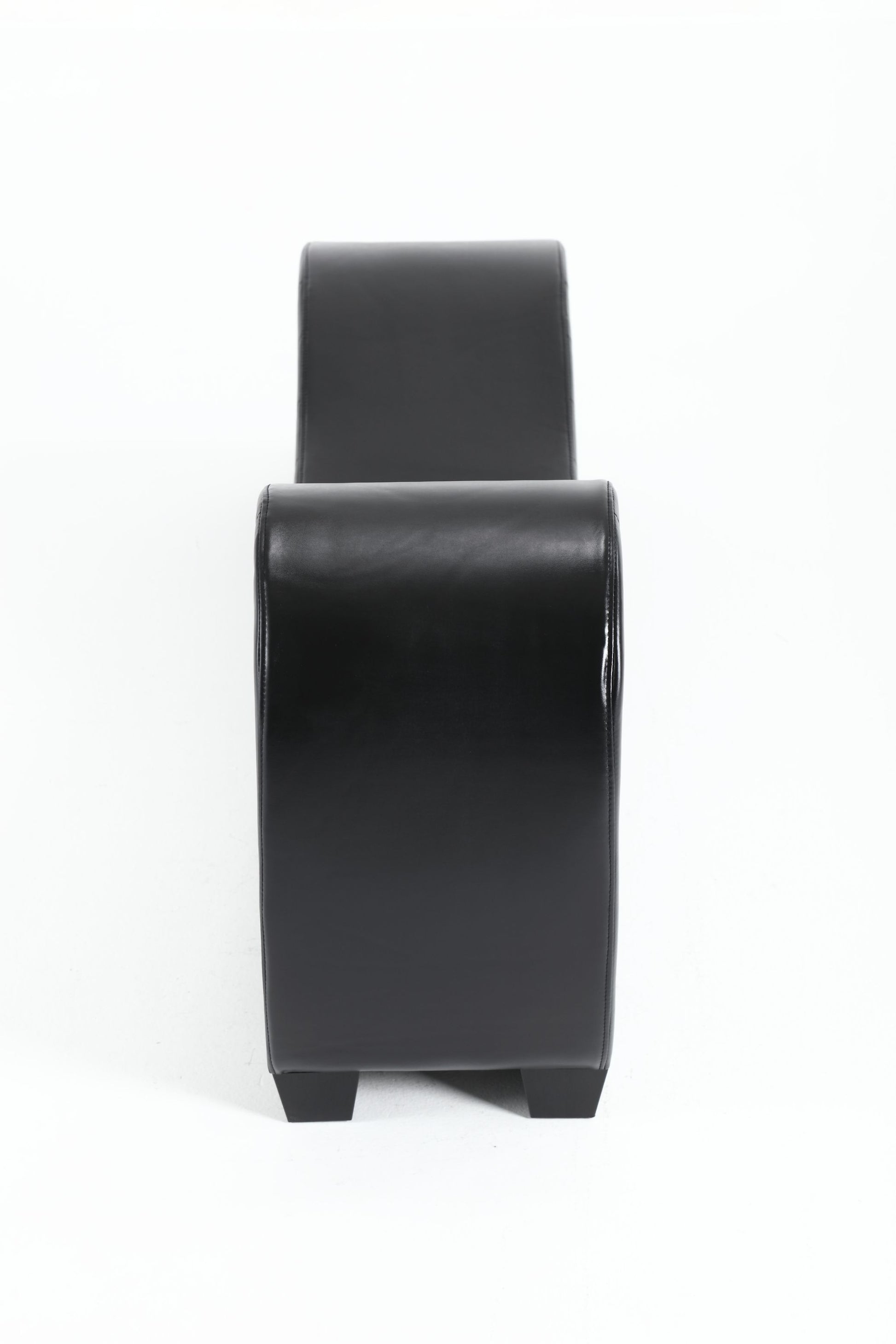 Factory Direct Yoga Chaise Lounge Collection For Stretching & Relaxation Modern Faux Leather Curved Sofa, Modern Faux Leather Curved Sofa, Living Room Bedroom Accent Black American Design Plywood Pvc