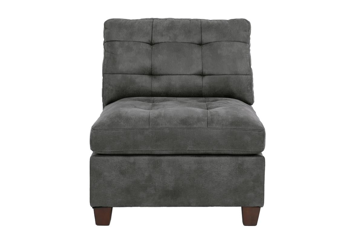 Living Room Furniture Antique Grey Modular Sectional 7Pc Set Tufted Couch 2X Corner Wedge 3X Armless Chairs And 2X Ottoman L Shaped Antique Gray Wood Primary Living Space Tufted Back Contemporary,Modern,Transitional Modular Faux Leather 7 Seat