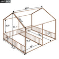 Metal Twin Size House Platform Beds, Two Shared Beds, Gold Box Spring Not Required Twin Gold Metal Bedroom Metal