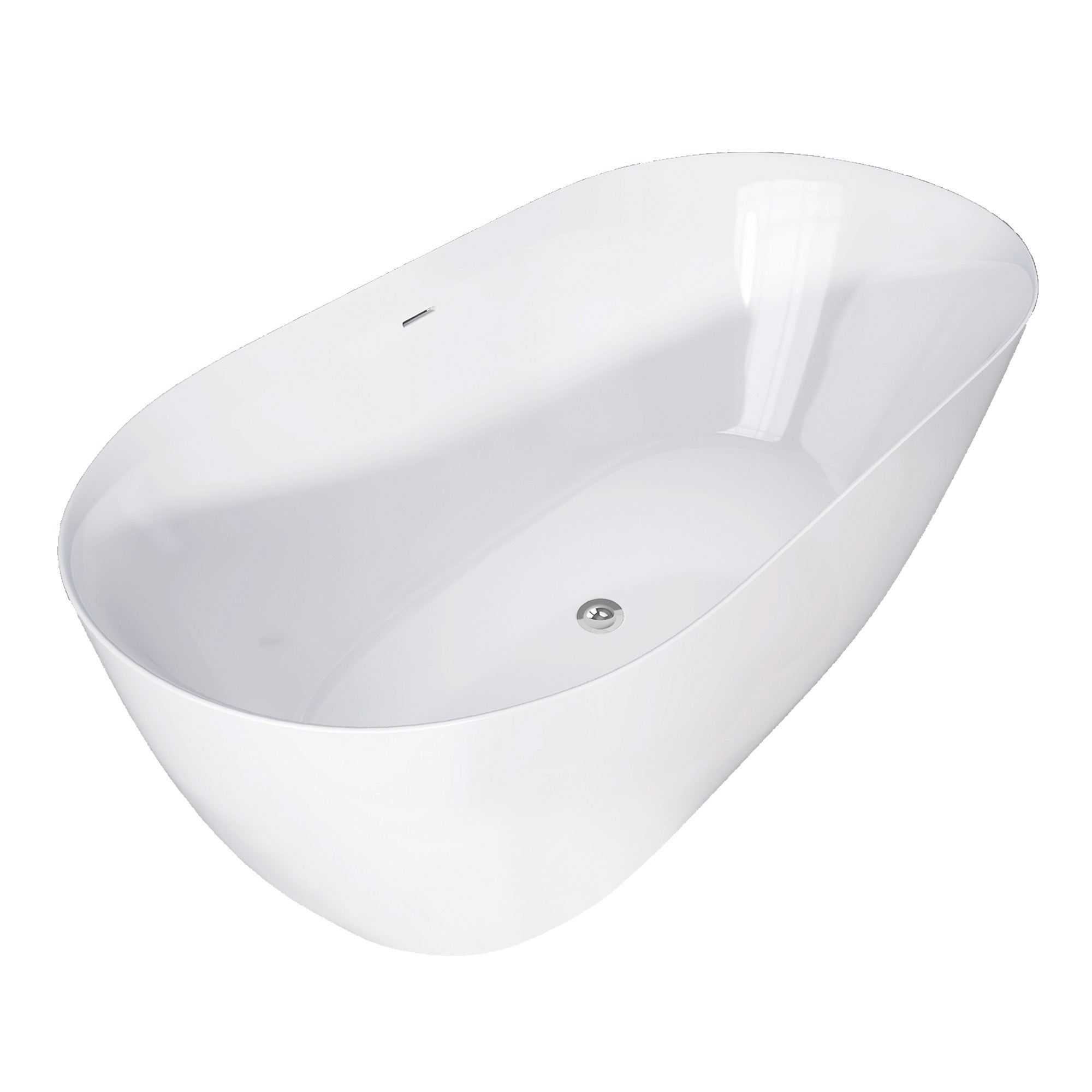 51" Acrylic Free Standing Tub Classic Oval Shape Soaking Tub Adjustable Freestanding Bathtub With Integrated Slotted Overflow And Chrome Pop Up Drain Anti Clogging Gloss White Gloss White Oval Bathroom Freestanding Tubs Polished Less Than 59 In Modern