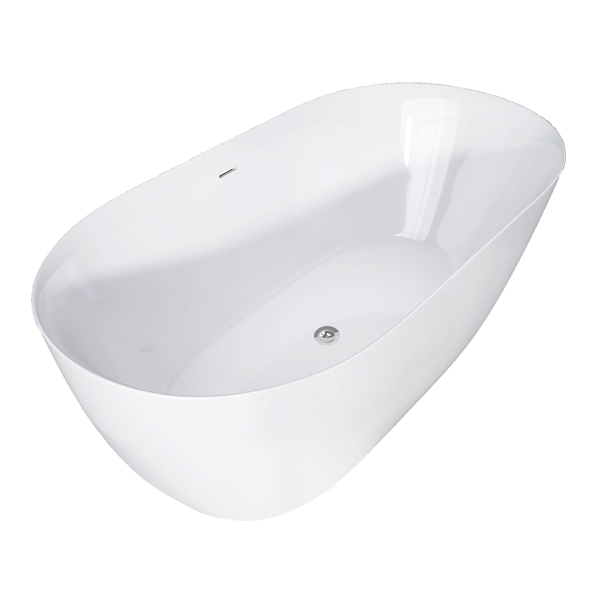 67" Acrylic Free Standing Tub Modern Oval Shape Soaking Tub Adjustable Freestanding Bathtub With Integrated Slotted Overflow And Chrome Pop Up Drain Anti Clogging Gloss White Gloss White Oval Bathroom Freestanding Tubs Polished 61 69 In Modern Soaking