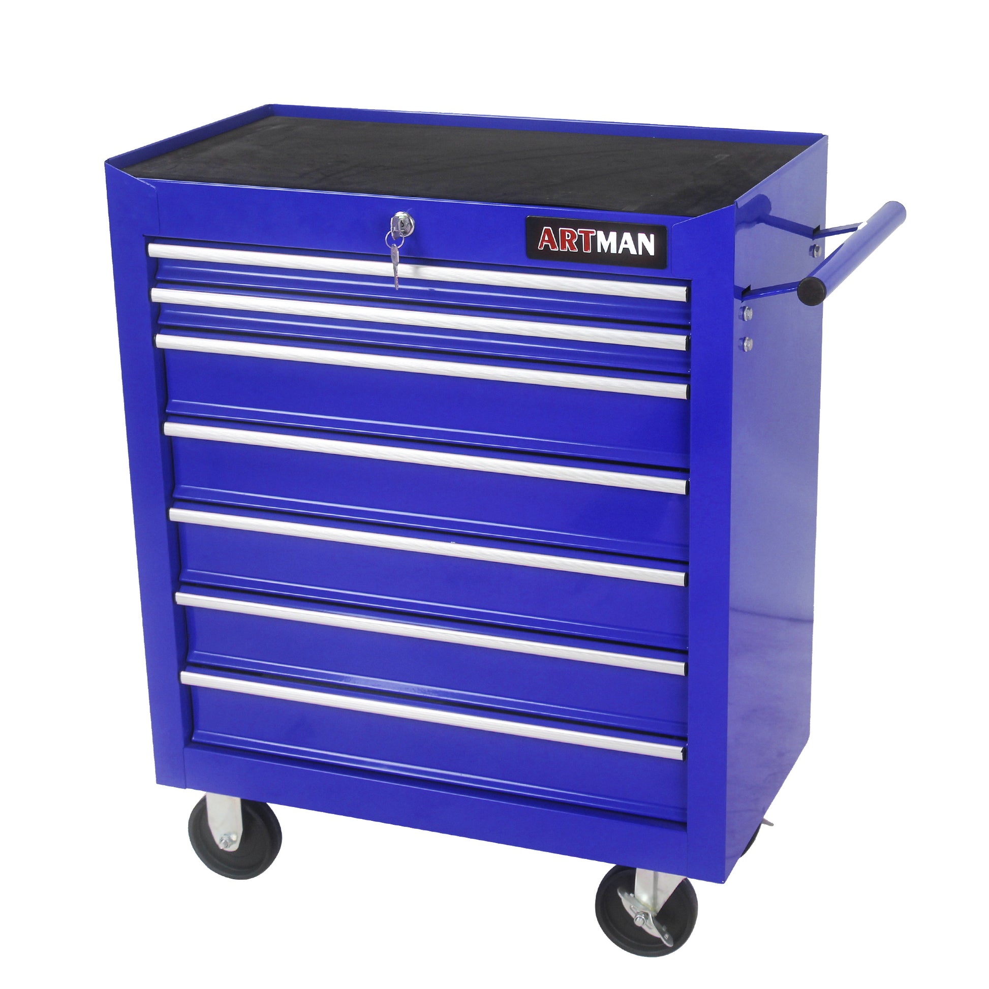 7 DRAWERS MULTIFUNCTIONAL TOOL CART WITH WHEELS BLUE blue-steel