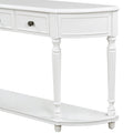 Retro Circular Curved Design Console Table With Open Style Shelf Solid Wooden Frame And Legs Two Top Drawers White, Old Sku: Wf298768Aak White Solid Wood