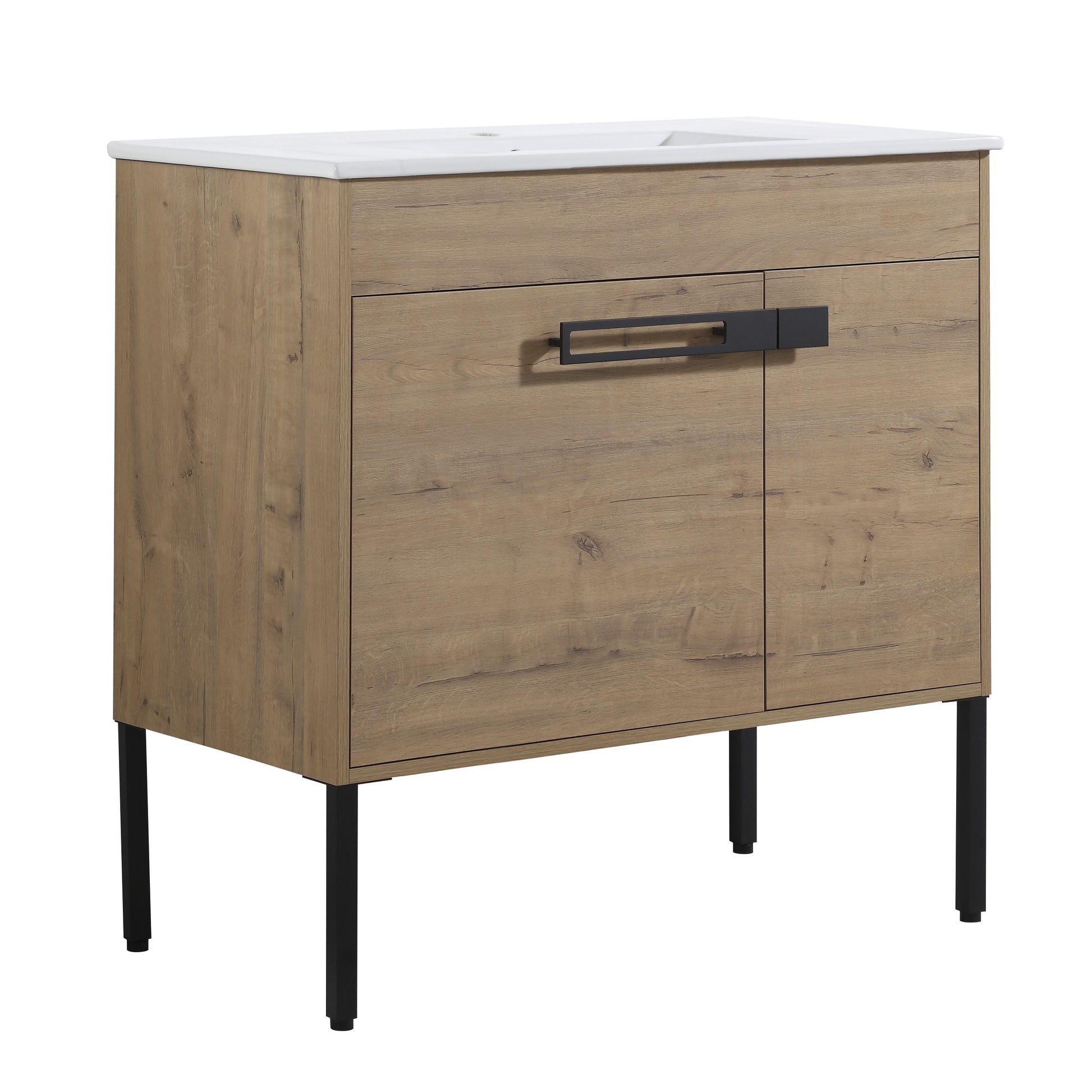 36 Inch Bathroom Vanity With Sink, Freestanding Bathroom Vanity Or Floating Is Optional Conversion 36*18 00336Imo 1 F Bl9090B Kd Packing Imitative Oak 2 Bathroom Freestanding Modern Plywood