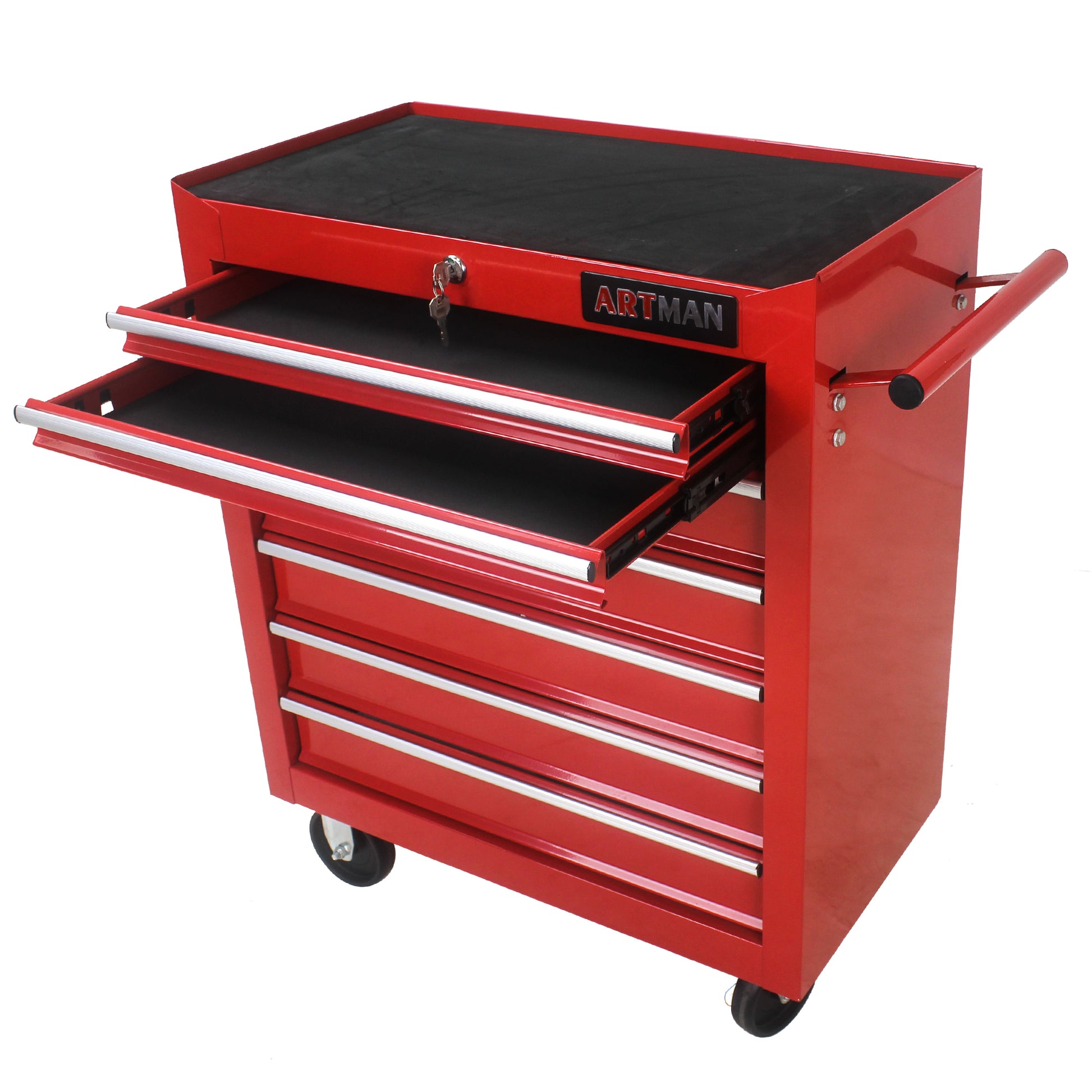 7 DRAWERS MULTIFUNCTIONAL TOOL CART WITH WHEELS RED red-steel