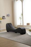 Factory Direct Yoga Chaise Lounge Collection For Stretching & Relaxation Modern Faux Leather Curved Sofa, Modern Faux Leather Curved Sofa, Living Room Bedroom Accent Black American Design Plywood Pvc