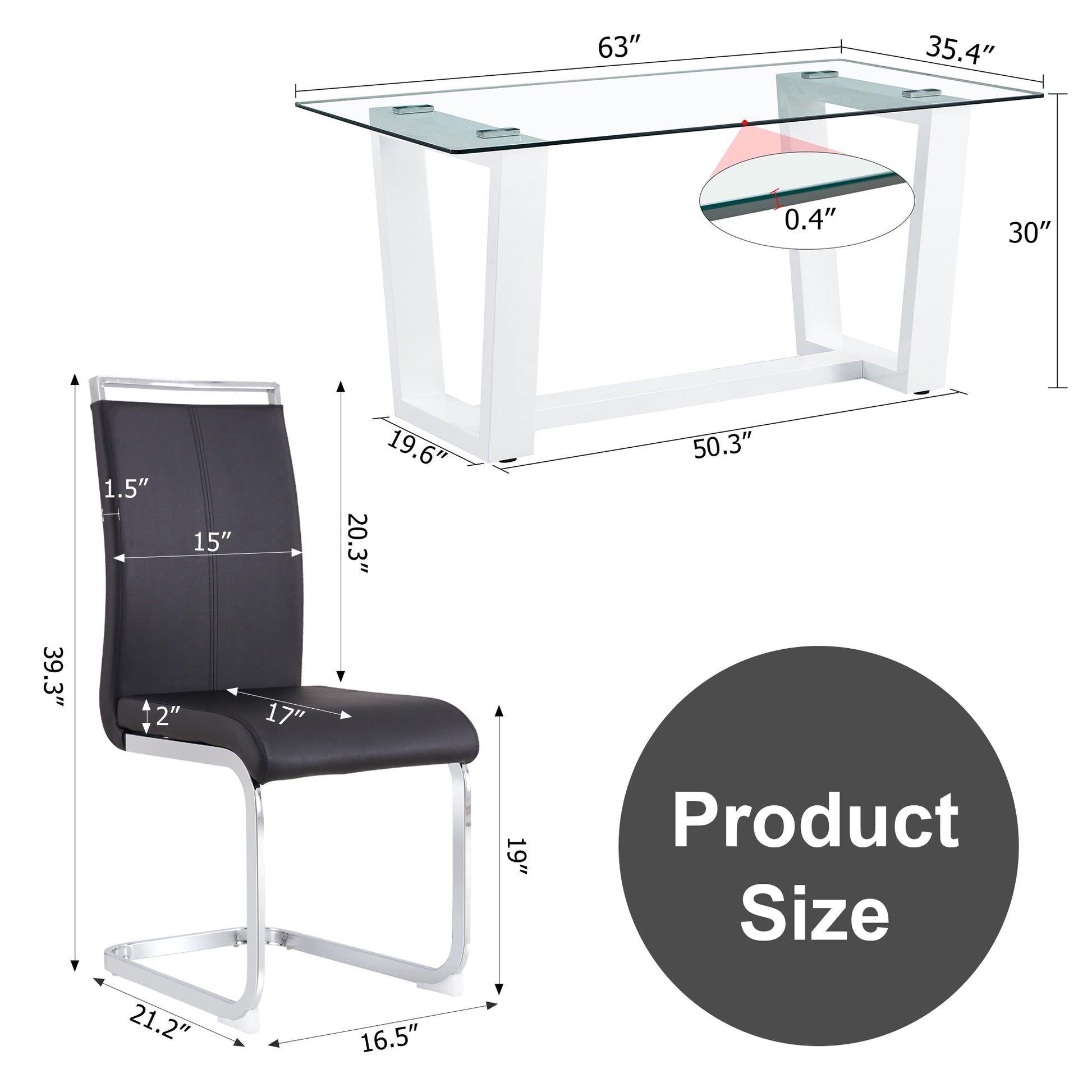 Glass Dining Table Large Modern Minimalist Rectangular For 6 8 With 0.4" Tempered Glass Tabletop And White Mdf Trapezoid Bracket,For Kitchen Dining Living Meeting Room Banquet Hall F 1550 White Mdf