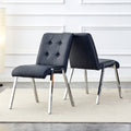 Grid Armless High Backrest Dining Chair, Electroplated Metal Legs, Black 2 Piece Set, Office Chair. Suitable For Restaurants, Living Rooms, Kitchens, And Offices. Xs 0809 Black Pu